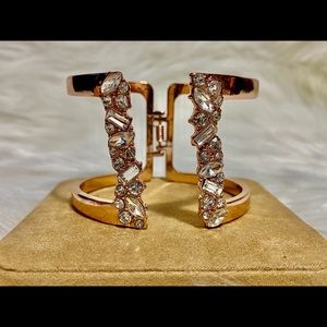 INC GOLD-TONE CRYSTAL CUFF BRACELET